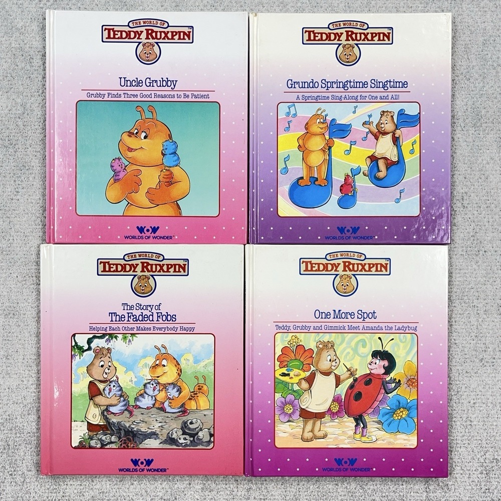 Teddy Ruxpin Vintage Lot of 4 ‎ Worlds of Wonder Hard cover Books Only